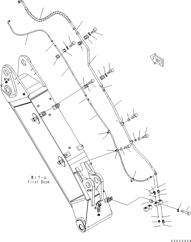 Komatsu parts book diagram for PC210NLC-8K S/N K50001-UP: BURST VALVE LINE (BOOM AND ARM) (ARM CYLINDER SIDE) (2/2) (FOR 2-PIECE BOOM)