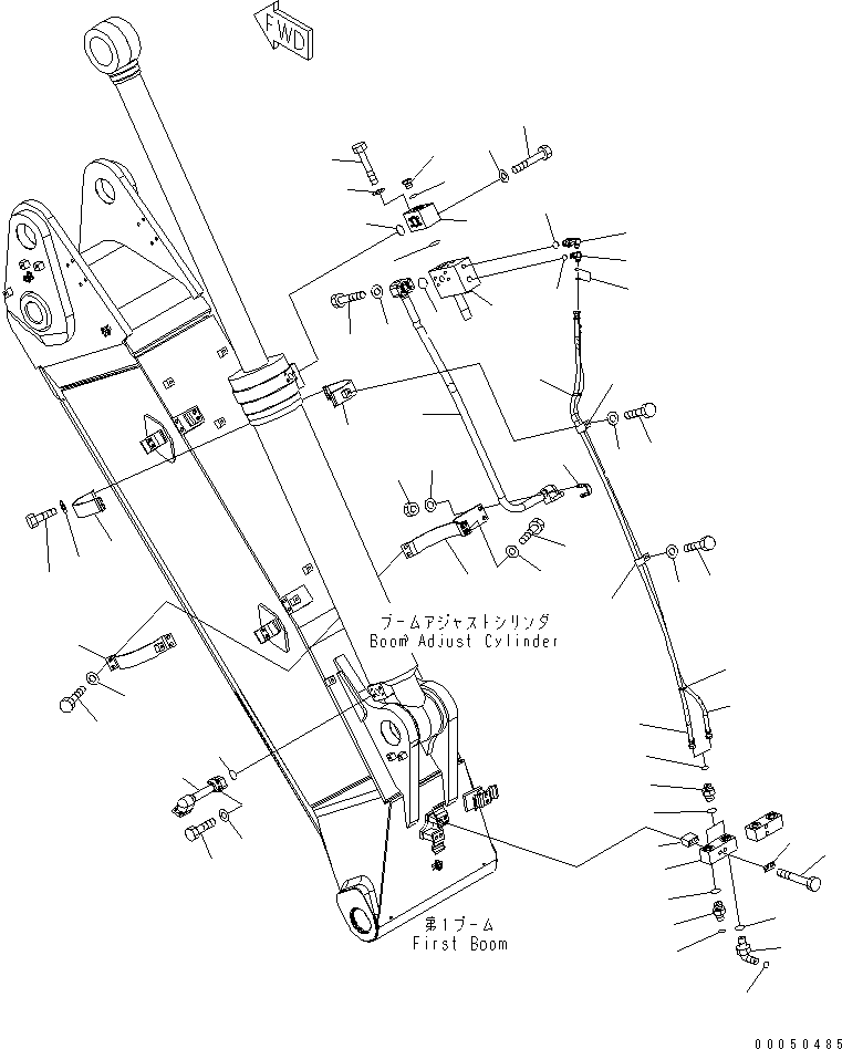 Komatsu parts book diagram for PC210NLC-8K S/N K50001-UP: BURST VALVE LINE (BOOM ADJUST CYLINDER SIDE) (1/2) (FOR 2-PIECE BOOM) (#K50001-K54260)