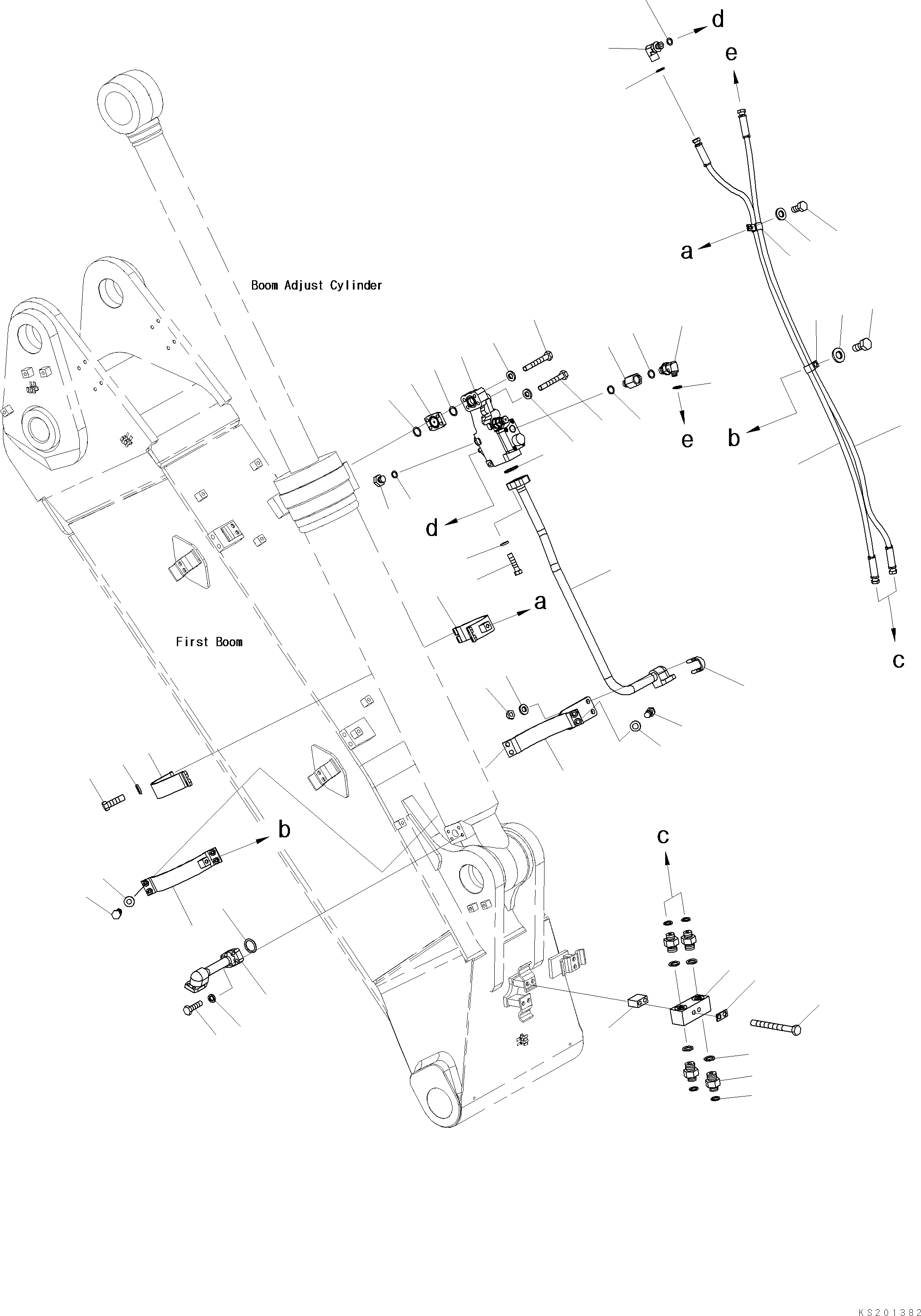 Komatsu parts book diagram for PC210NLC-8K S/N K50001-UP: BURST VALVE LINE (BOOM ADJUST CYLINDER SIDE) (1/2) (FOR 2-PIECE BOOM) (#K54261-)