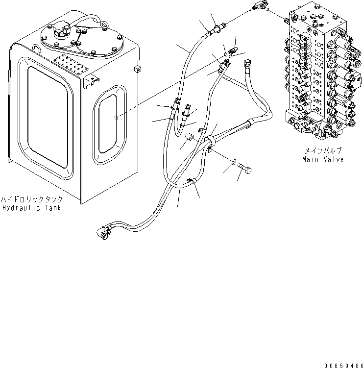 Komatsu parts book diagram for PC210NLC-8K S/N K50001-UP: BURST VALVE LINE (BOOM ADJUST CYLINDER SIDE) (2/2) (FOR 2-PIECE BOOM)