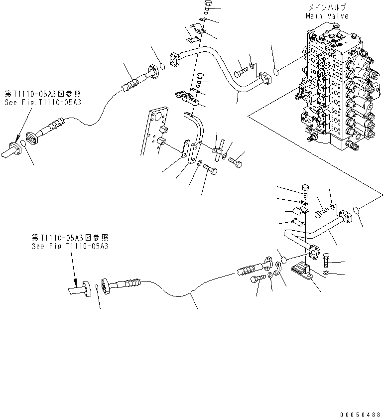 Komatsu parts book diagram for PC210NLC-8K S/N K50001-UP: ADJUST CYLINDER LINE (1-ACTUATOR) (FOR 2-PIECE BOOM)