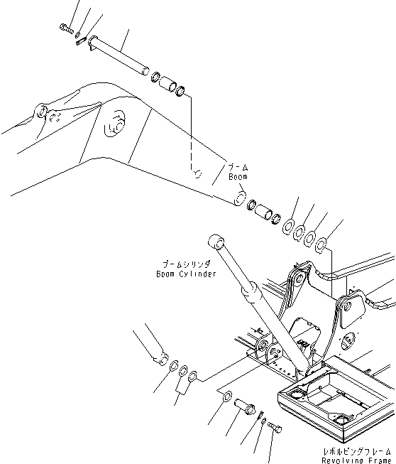 Komatsu parts book diagram for PC210NLC-8K S/N K50001-UP: BOOM FOOT PIN