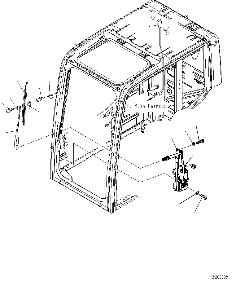 Komatsu parts book diagram for PC210NLC-8K S/N K50001-UP: FLOOR FRAME (OPERATORґS CAB) (WIPER AND ROOM LAMP)