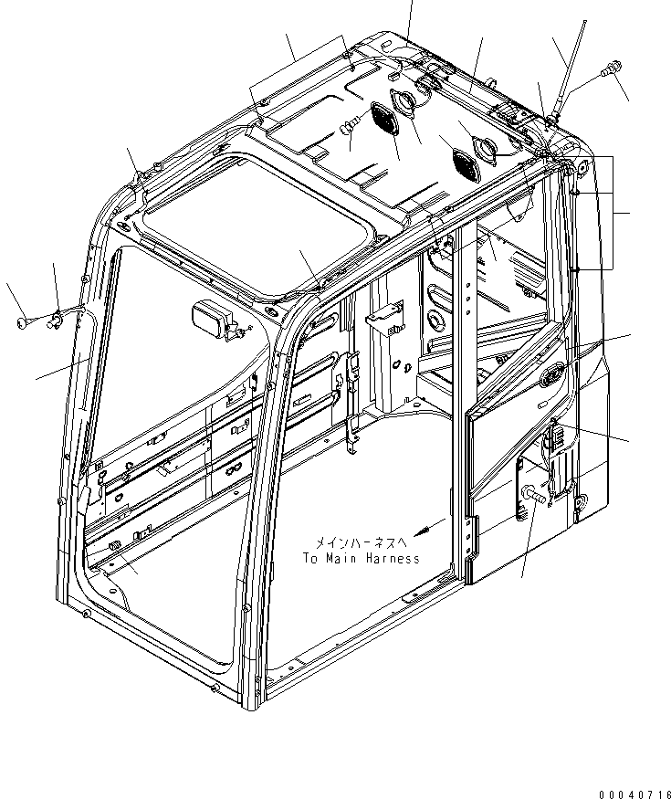 Komatsu parts book diagram for PC210NLC-8K S/N K50001-UP: FLOOR FRAME (OPERATORґS CAB) (RADIO HARNESS AND WINDOW WASHER HOSE)