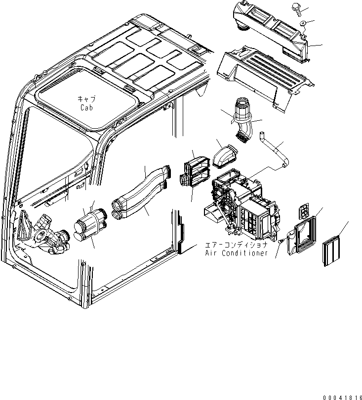 Komatsu parts book diagram for PC210NLC-8K S/N K50001-UP: FLOOR FRAME (OPERATORґS CAB) (DUCT) (2/2)