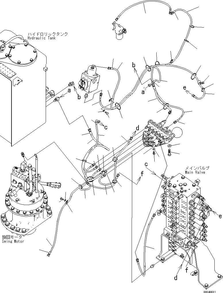 Komatsu parts book diagram for PC210NLC-8K S/N K50001-UP: FLOOR FRAME (HOSE AND BRACKET) (FOR 2-PIECE BOOM, 2-ATTACHMENT)