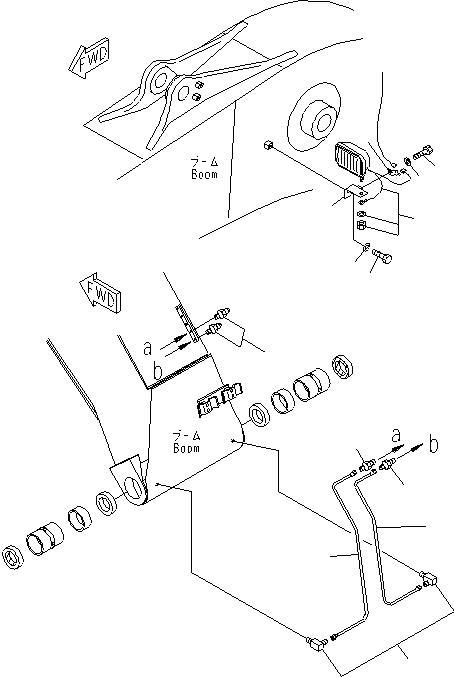 Komatsu parts book diagram for PC210NLC-8K S/N K50001-UP: BOOM (LUBRICATING LINE AND WORKING LAMP)