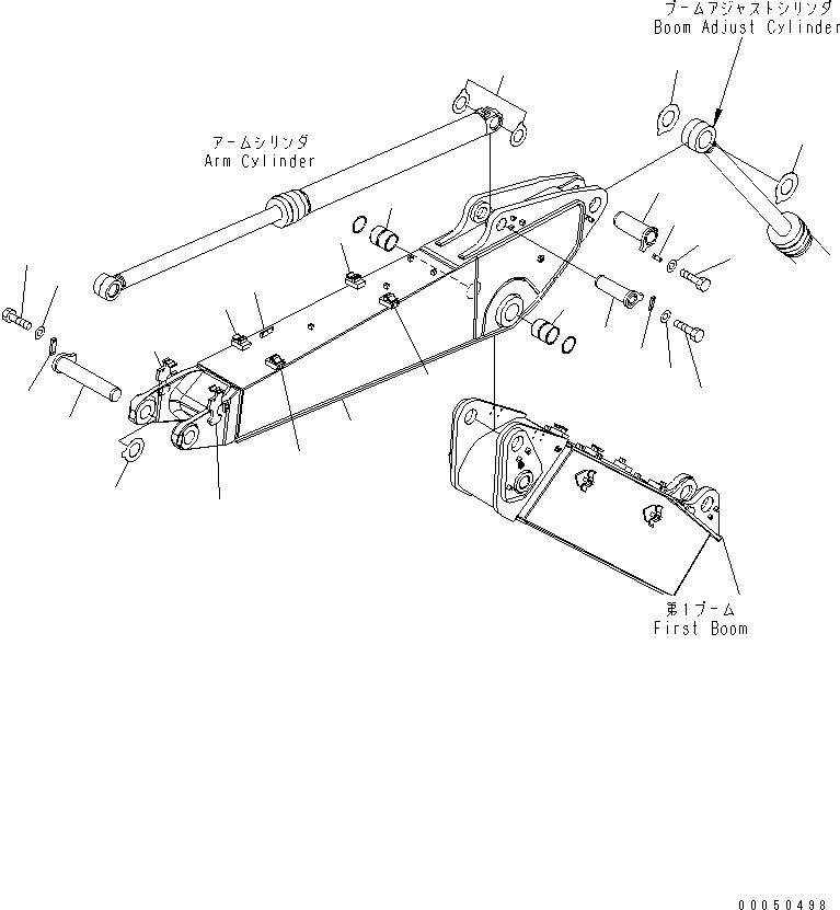 Komatsu parts book diagram for PC210NLC-8K S/N K50001-UP: 2-PIECE BOOM (2ND BOOM AND PIN)