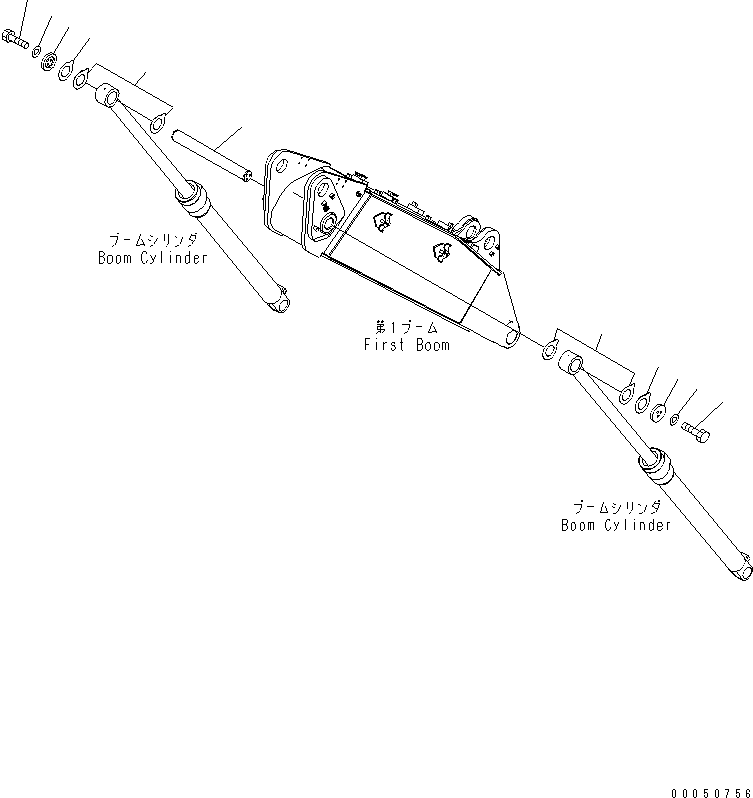 Komatsu parts book diagram for PC210NLC-8K S/N K50001-UP: BOOM PIN (FOR 2-PIECE BOOM)