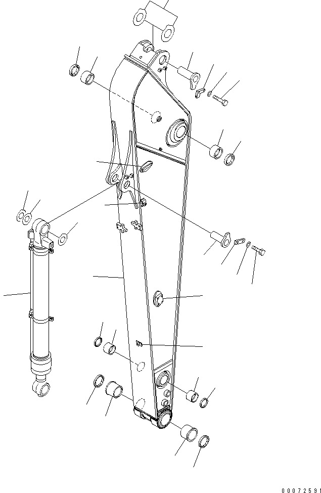 Komatsu parts book diagram for PC210NLC-8K S/N K50001-UP: ARM (2.9M) (2-PIECE BOOM) (#K52390-)