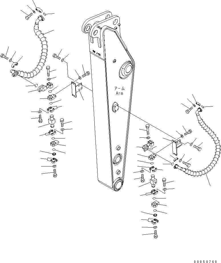 Komatsu parts book diagram for PC210NLC-8K S/N K50001-UP: 1-ATTACHMENT PIPING (1.8M ARM) (#K50001-K52389)