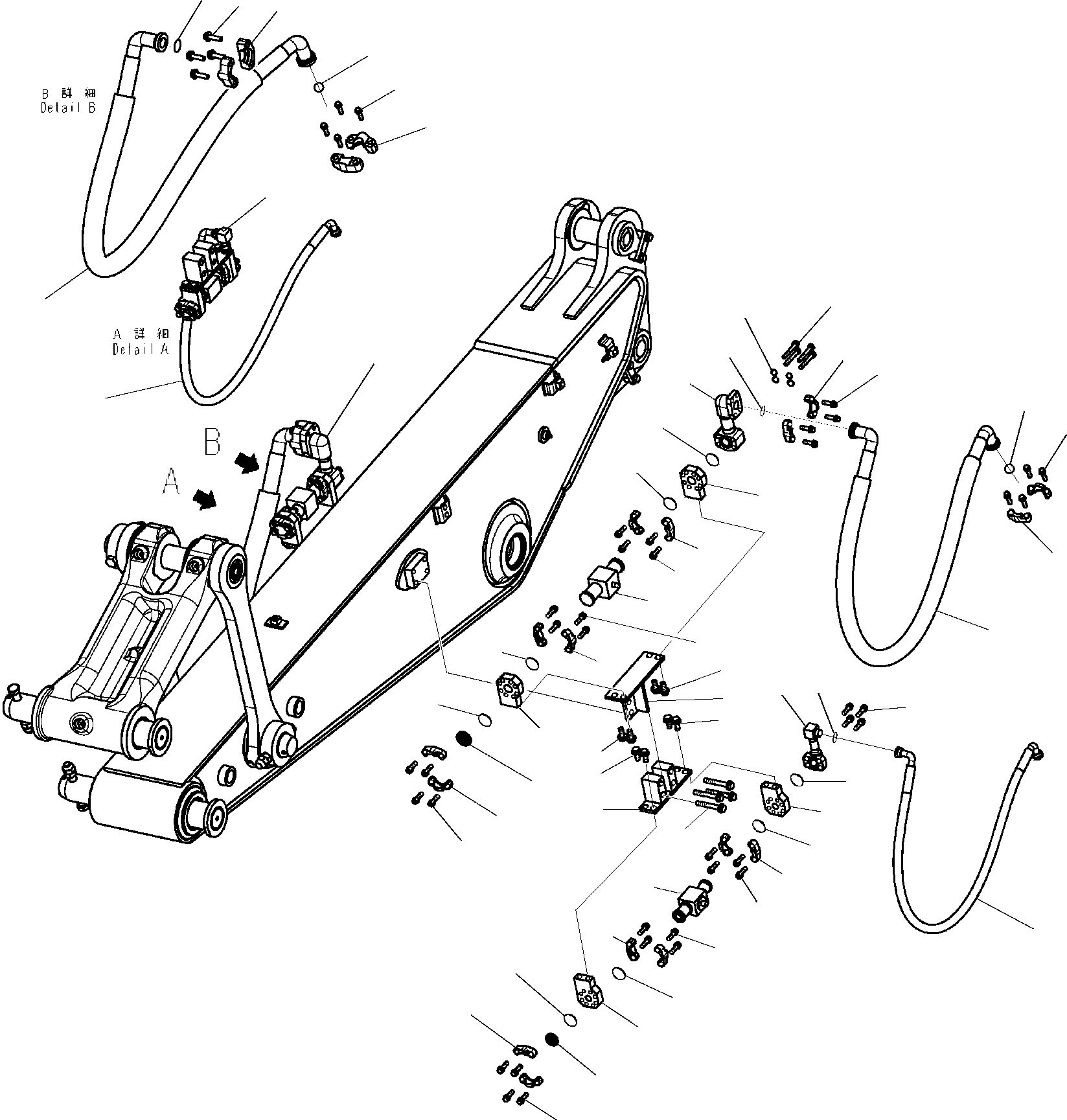 Komatsu parts book diagram for PC210NLC-8K S/N K50001-UP: 2-ATTACHMENT LINE (FOR 1.8M ARM) (#K50001-K52389)