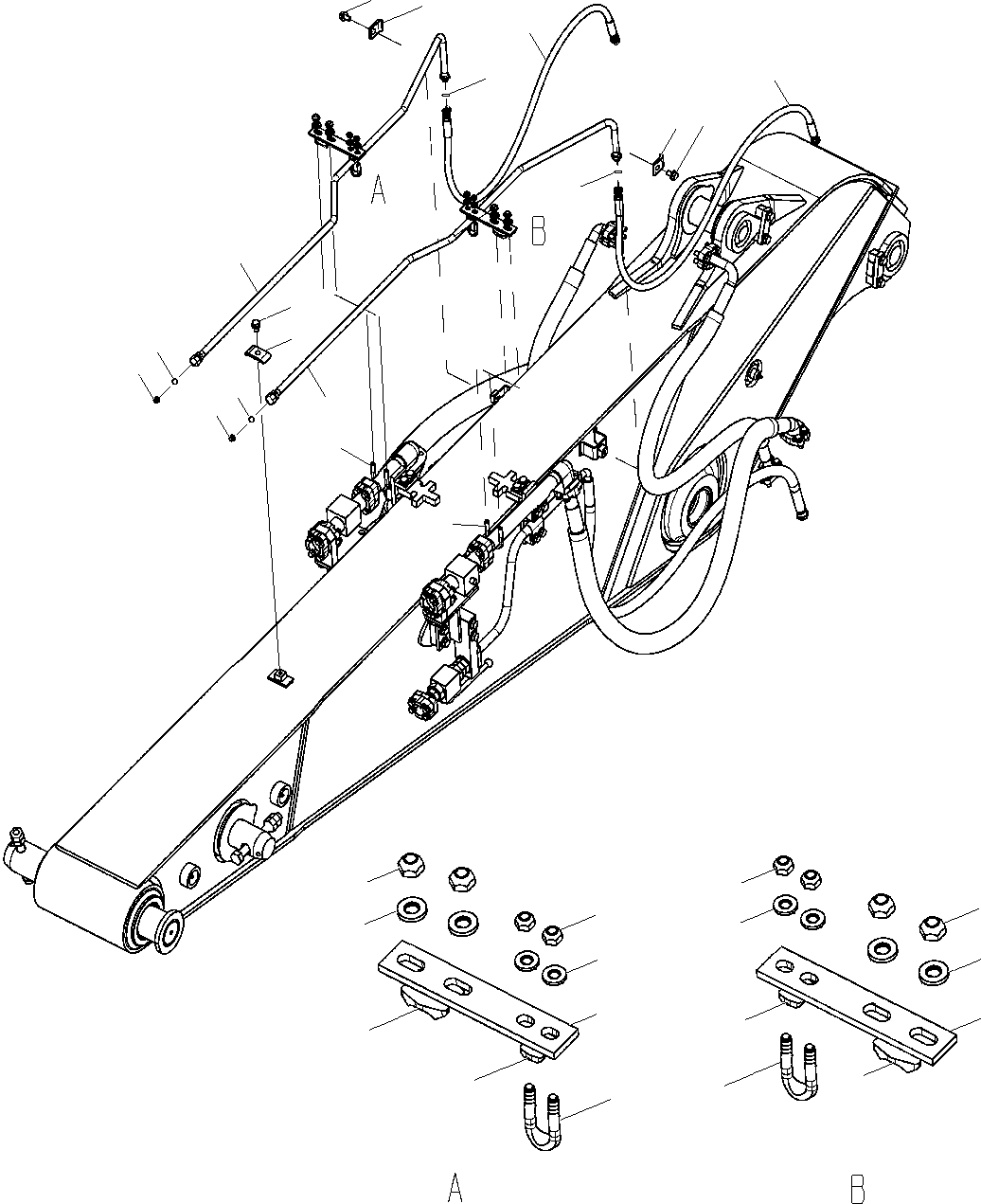 Komatsu parts book diagram for PC210NLC-8K S/N K50001-UP: QUICK COUPLER PIPING (FOR 2.4M ARM)