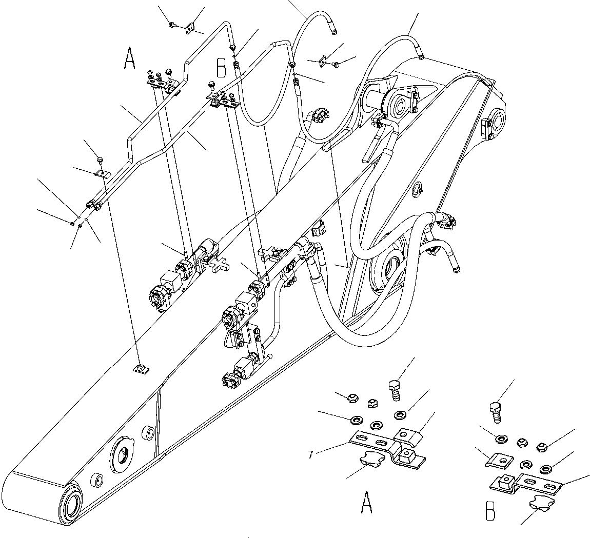 Komatsu parts book diagram for PC210NLC-8K S/N K50001-UP: QUICK COUPLER PIPING (FOR 2.4M ARM)