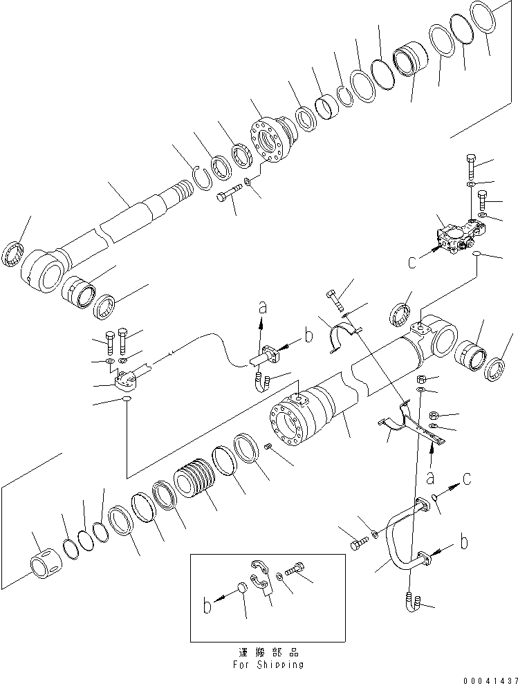 Komatsu parts book diagram for PC210NLC-8K S/N K50001-UP: BOOM LIFT CYLINDER (FOR 2-PIECE BOOM) (R.H.)
