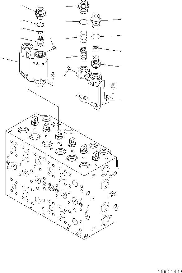 Excavators Komatsu / PC210NLC-8K S/N K50001-UP(pc210n0u) / MAIN VALVE (2-ACTUATOR) (3/21)(017059 : Y1664-03A0)