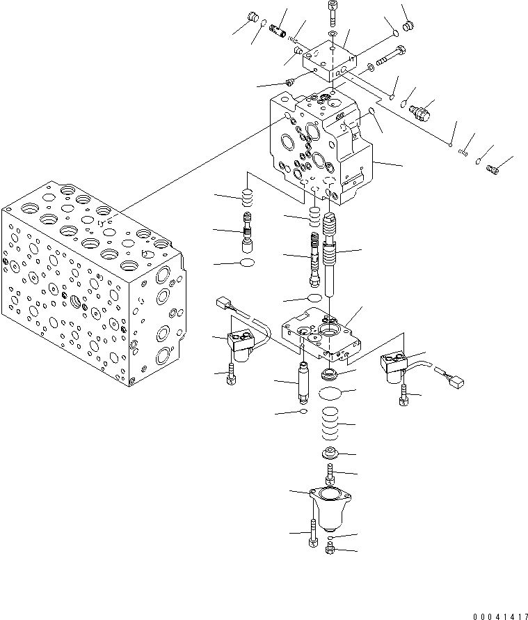 Komatsu parts book diagram for PC210NLC-8K S/N K50001-UP: MAIN VALVE (2-ACTUATOR) (13/21)