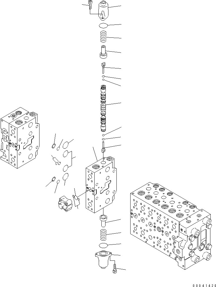 Komatsu parts book diagram for PC210NLC-8K S/N K50001-UP: MAIN VALVE (2-ACTUATOR) (16/21)