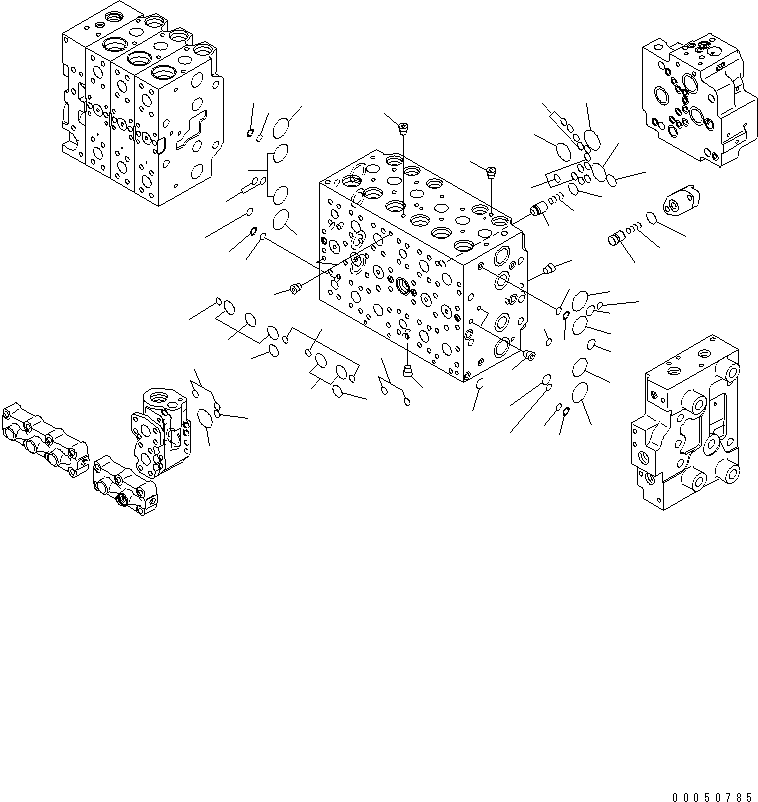 Komatsu parts book diagram for PC210NLC-8K S/N K50001-UP: MAIN VALVE (3-ACTUATOR) (5/23) (FOR 2-PIECE BOOM)
