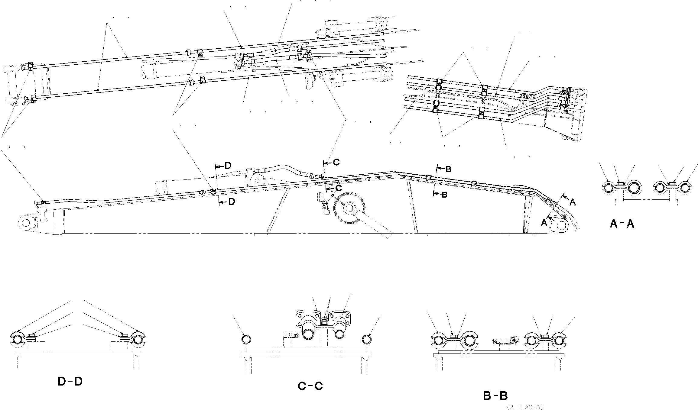 Komatsu parts book diagram for PC210LC/NLC-7K STRAIGHT BOOM S/N K40001-UP: STRT BOOM STD PIPING