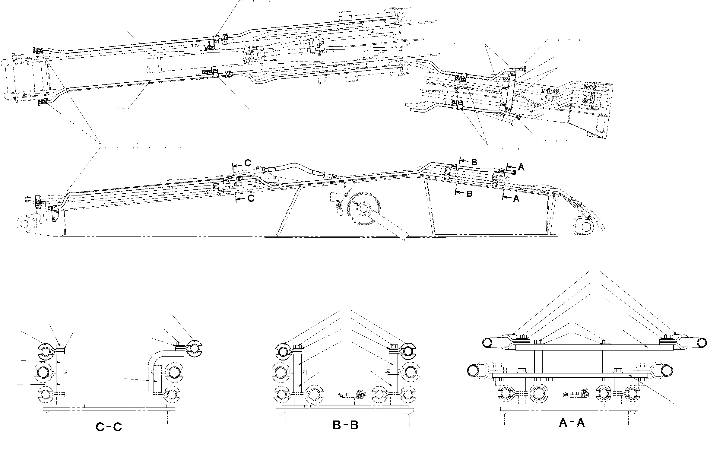 Komatsu parts book diagram for PC210LC/NLC-7K STRAIGHT BOOM S/N K40001-UP: STRT BOOM HCU C PIPING