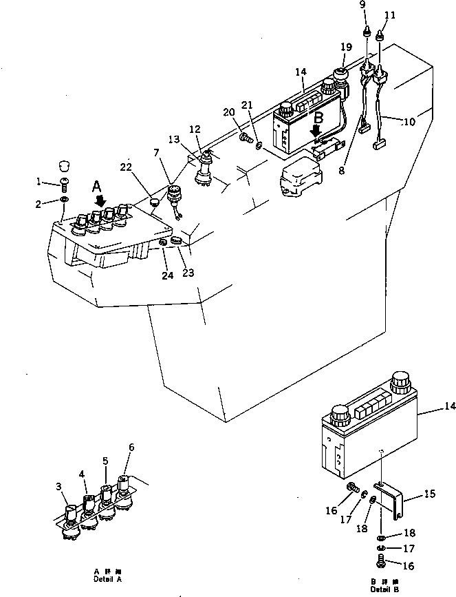 Excavators Komatsu / PC220-3 S/N 20001-UP(pc220-3r) / INSTRUMENT PANEL(1/2)(FOR WRIST CONTROL)(WITH AUTO DECELERATION ? SWING MECHANICAL BRAKE ? 3-STAGE)(#21556-)(030240 : 1415A)