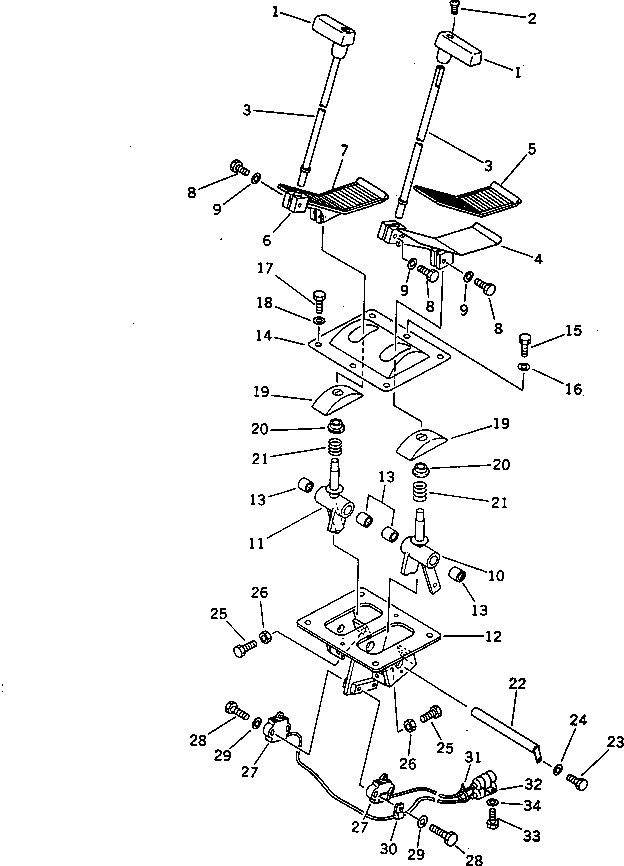 Excavators Komatsu / PC220-3 S/N 20001-UP(pc220-3r) / TRAVEL CONTROL LEVER AND LINKAGE (1/2) (FOR LONG LEVER CONTROL)  (WITH AUTO DECELERATION)(#21191-)(060070 : 2301A)