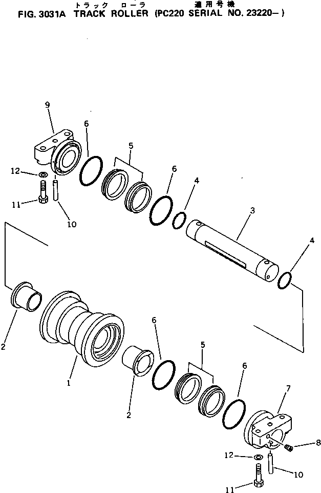 Excavators Komatsu / PC220-3 S/N 20001-UP(pc220-3r) / TRACK ROLLER(#23220-)(090070 : 3031A)