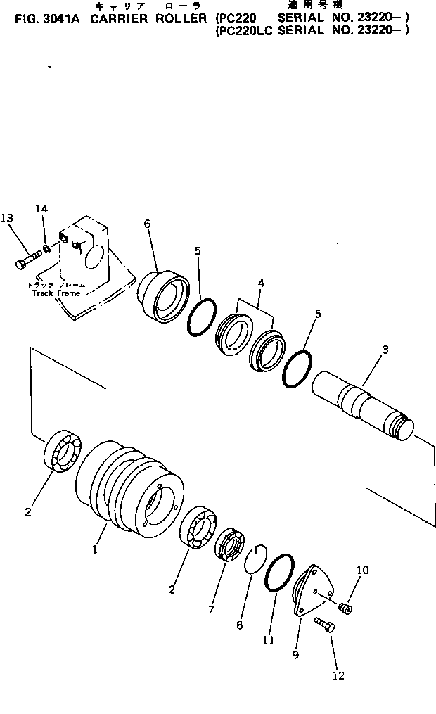 Excavators Komatsu / PC220-3 S/N 20001-UP(pc220-3r) / CARRIER ROLLER(#23220-)(090090 : 3041A)