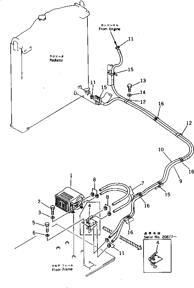 Excavators Komatsu / PC220-3 S/N 20001-UP(pc220-3r) / CAR HEATER AND PIPING(#20001-21555)(150270 : 5501)