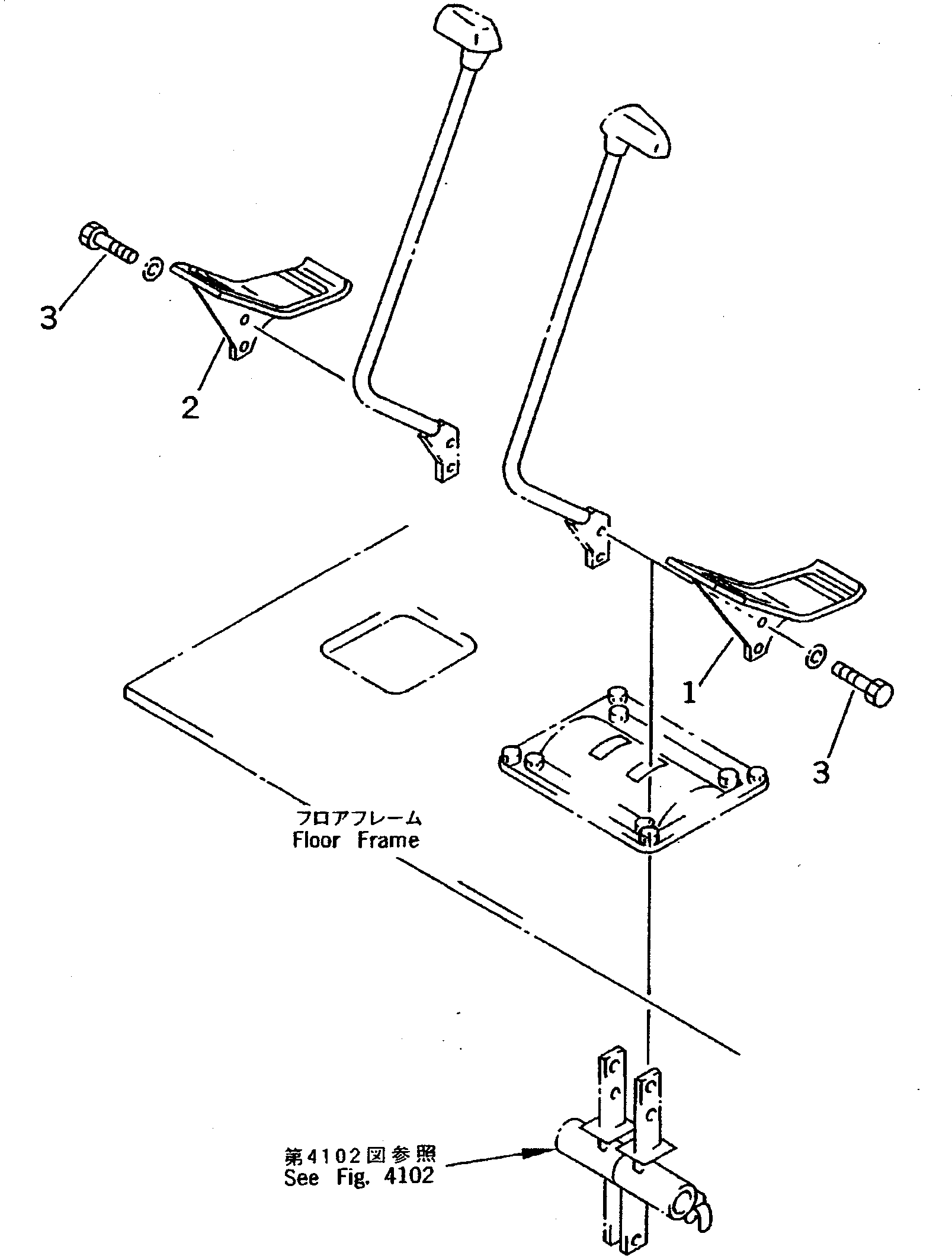 Excavators Komatsu / PC220-5C S/N 35001-UP(pc220-4r) / TRAVEL PEDAL (FOR LONG LEVER CONTROL)(120050 : 4105)