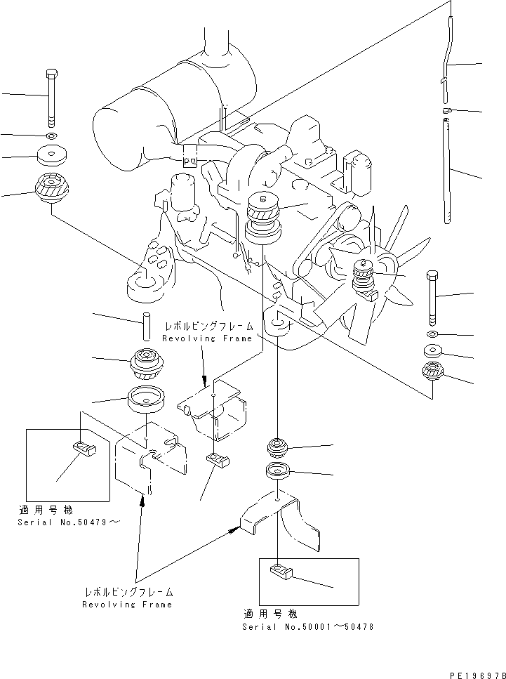 Excavators Komatsu / PC220-6 S/N 50001-UP(pc220-6c) / ENGINE MOUNT(#50001-52277)(030020 : B0100-01A0)