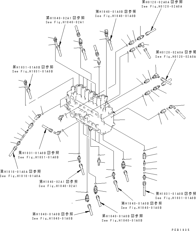 Excavators Komatsu / PC220-6 S/N 50001-UP(pc220-6c) / MAIN VALVE (VALVE) (1 ACTUATOR) (WITHOUT SAFETY VALVE)(#50700-51999)(150470 : H0120-01B3B)