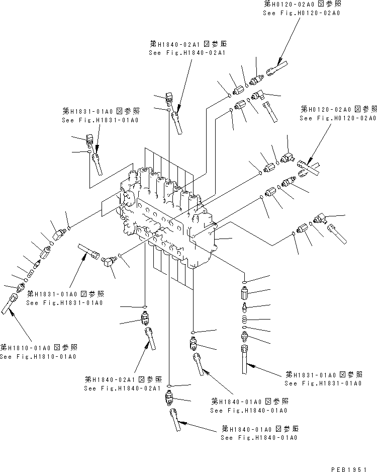 Excavators Komatsu / PC220-6 S/N 50001-UP(pc220-6c) / MAIN VALVE (VALVE) (1 ACTUATOR) (WITHOUT SAFETY VALVE)(#50001-50404)(150450 : H0120-01B3)