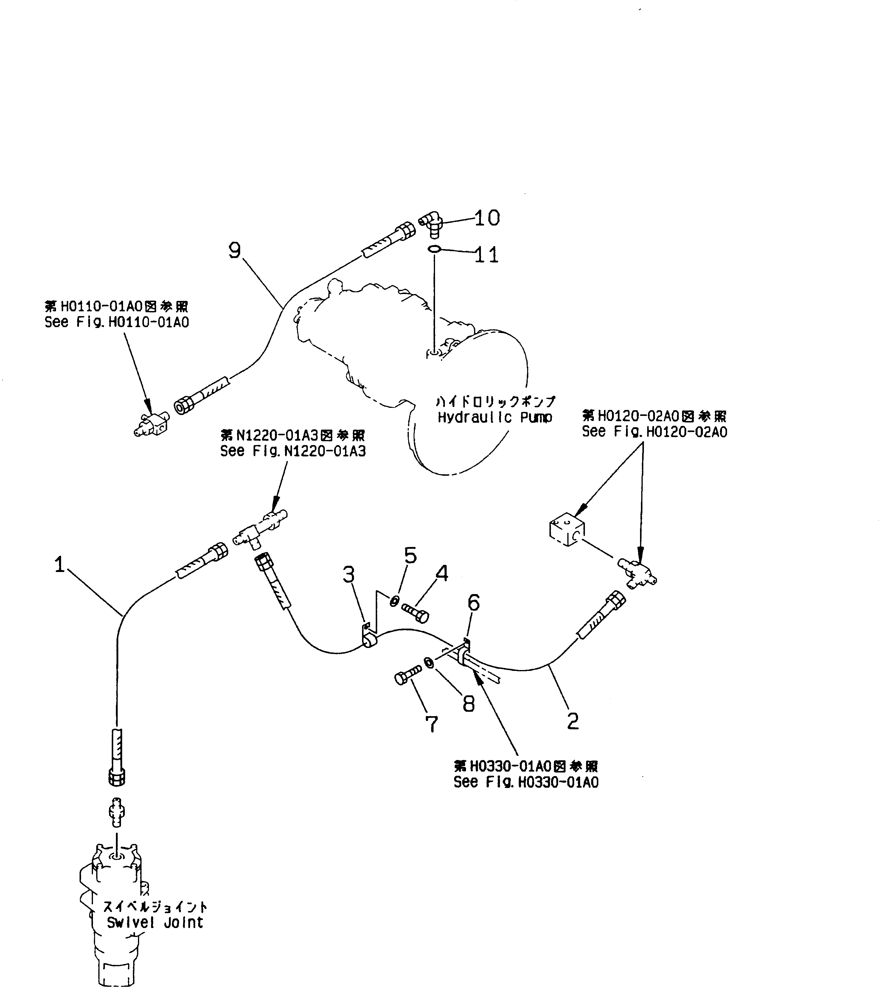 Excavators Komatsu / PC220-6 S/N 50001-UP(pc220-6c) / DRAIN LINE(#52741-52851)(151100 : H0340-01A0A)
