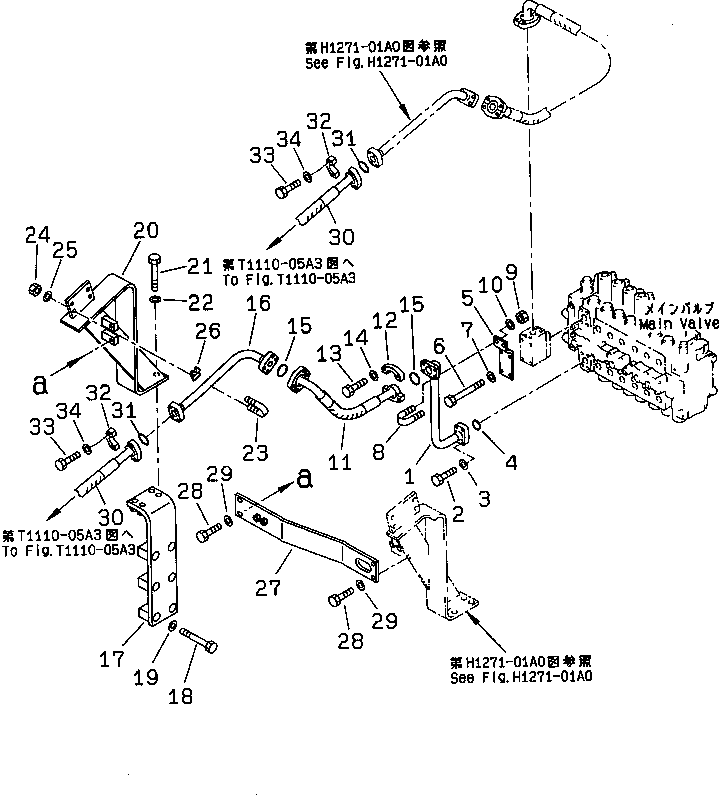 Excavators Komatsu / PC220-6 S/N 50001-UP(pc220-6c) / ATTACHMENT LINE (1 ACTUATOR) (SIMPLE) (2/2)(#52741-52851)(151340 : H1271-02A1A)