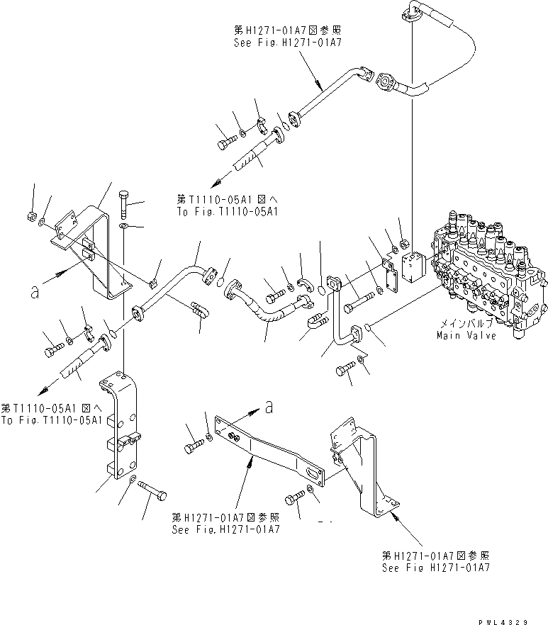 Excavators Komatsu / PC220-6 S/N 50001-UP(pc220-6c) / ATTACHMENT LINE (1 ACTUATOR) (SIMPLE) (KIT) (2/2)(#52741-)(151370 : H1271-02A7)