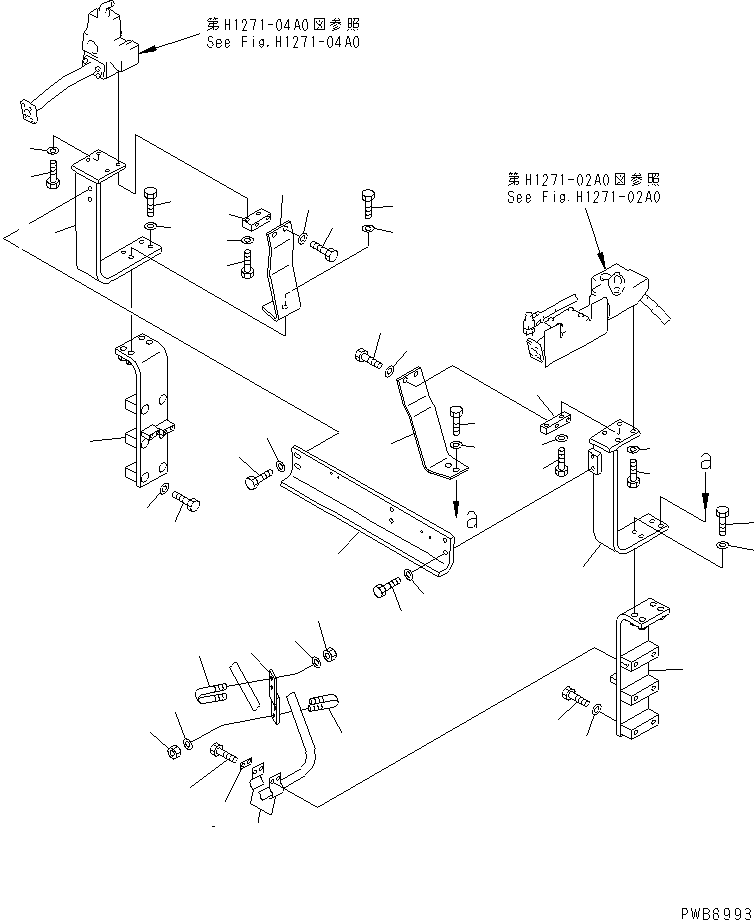 Excavators Komatsu / PC220-6 S/N 50001-UP(pc220-6c) / ATTACHMENT LINE (1 ACTUATOR) (ATTACHMENT LINE BRACKET)(#53508-)(151480 : H1271-07A0)