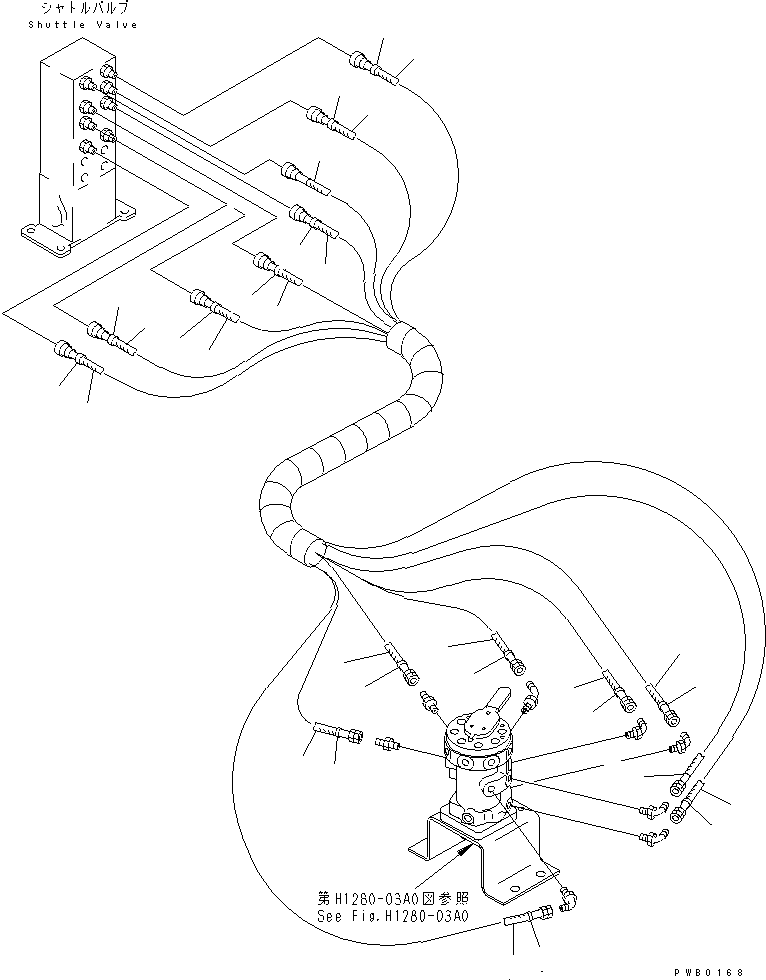 Excavators Komatsu / PC220-6 S/N 50001-UP(pc220-6c) / MULTI PATTERN VALVE (4WAY) (MULTI VALVE TO MAIN VALVE)(#52741-52851)(151610 : H1280-04A0B)