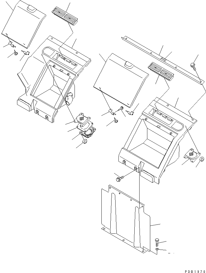 Excavators Komatsu / PC220-6 S/N 50001-UP(pc220-6c) / SEAT REAR COVER (WITH SPEAKER)(#50700-51999)(210200 : K0180-01A1A)