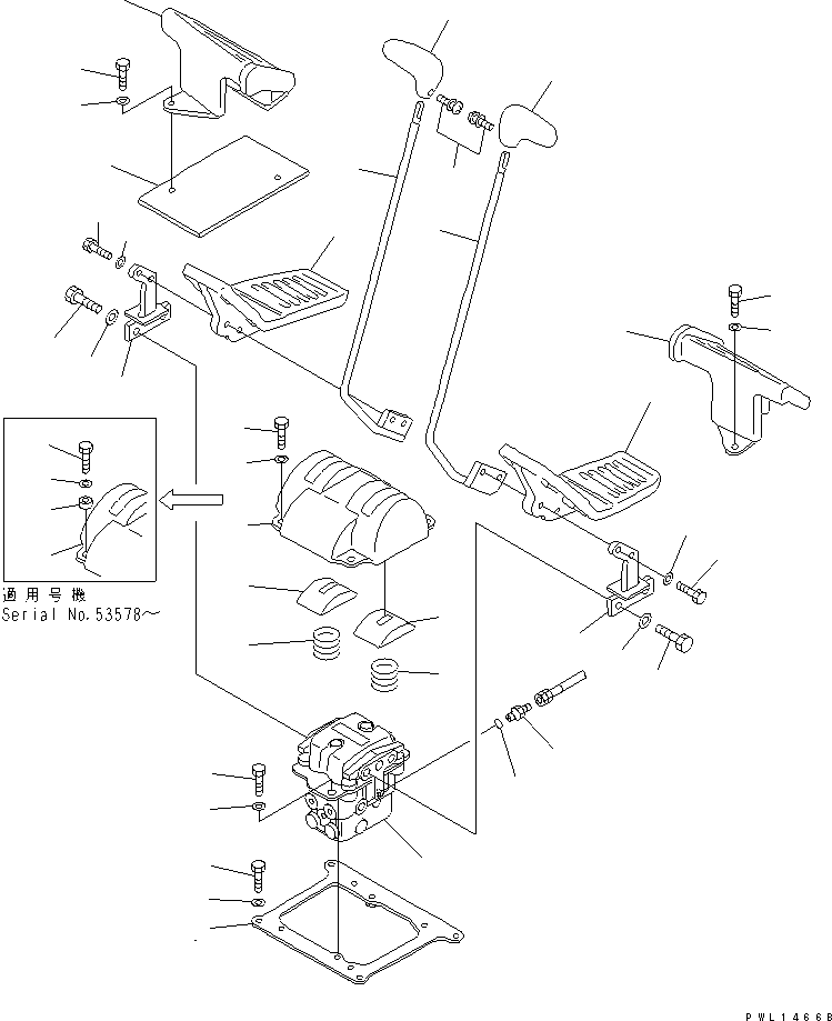 Excavators Komatsu / PC220-6 S/N 50001-UP(pc220-6c) / FLOOR FRAME (TRAVEL LEVER)(#52852-55980)(211540 : K1110-10A0)