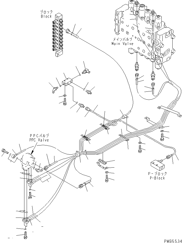 Excavators Komatsu / PC220-6 S/N 50001-UP(pc220-6c) / FLOOR FRAME (PPC TRAVEL LINES)(#52852-53561)(211600 : K1110-11A0)
