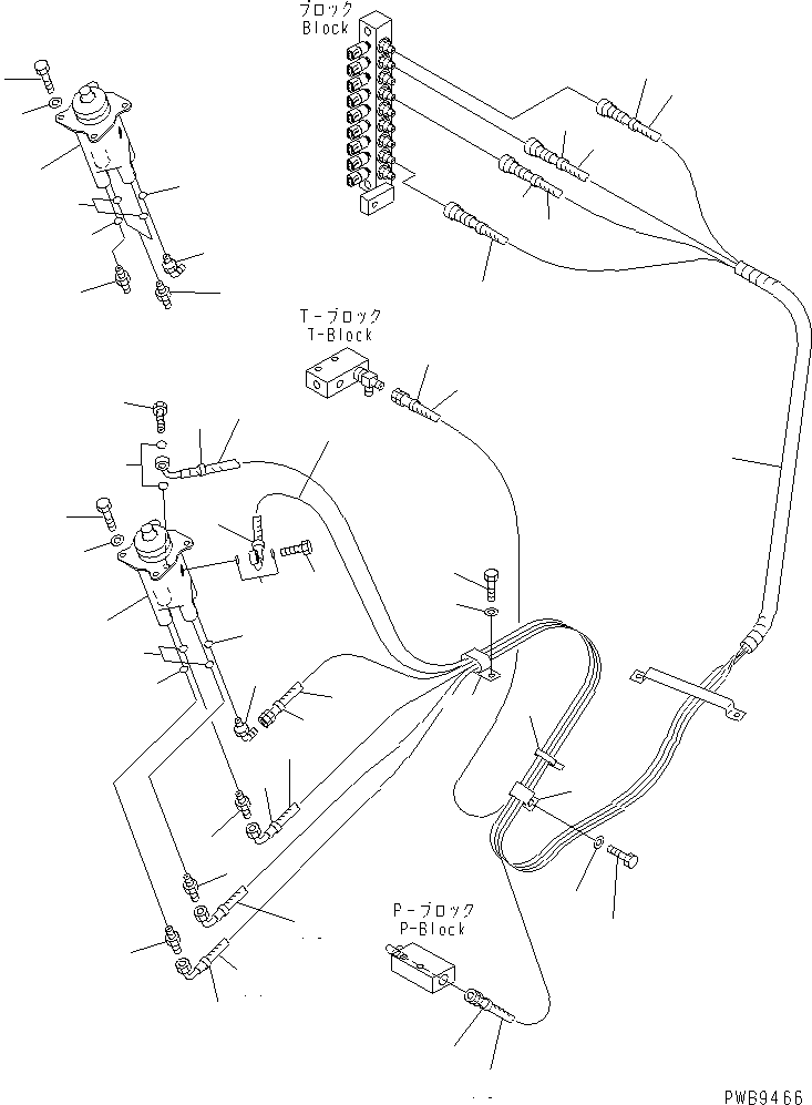 Excavators Komatsu / PC220-6 S/N 50001-UP(pc220-6c) / FLOOR FRAME (PPC WORK LINE) (PPC VALVE AND LEFT STAND HOSE)(#53562-)(211690 : K1110-12A0A)