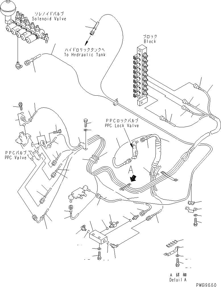 Excavators Komatsu / PC220-6 S/N 50001-UP(pc220-6c) / FLOOR FRAME (PPC WORK LINE) (RIGHT STAND HOSE) (1 ACTUATOR)(#52852-53561)(211720 : K1110-13A1)