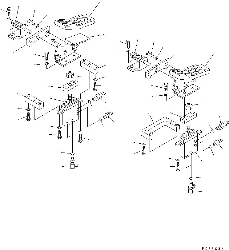 Excavators Komatsu / PC220-6 S/N 50001-UP(pc220-6c) / FLOOR FRAME (ATTACHMENT CONTROL PEDAL) (2 ACTUATOR)(#52852-)(211790 : K1110-20A2)