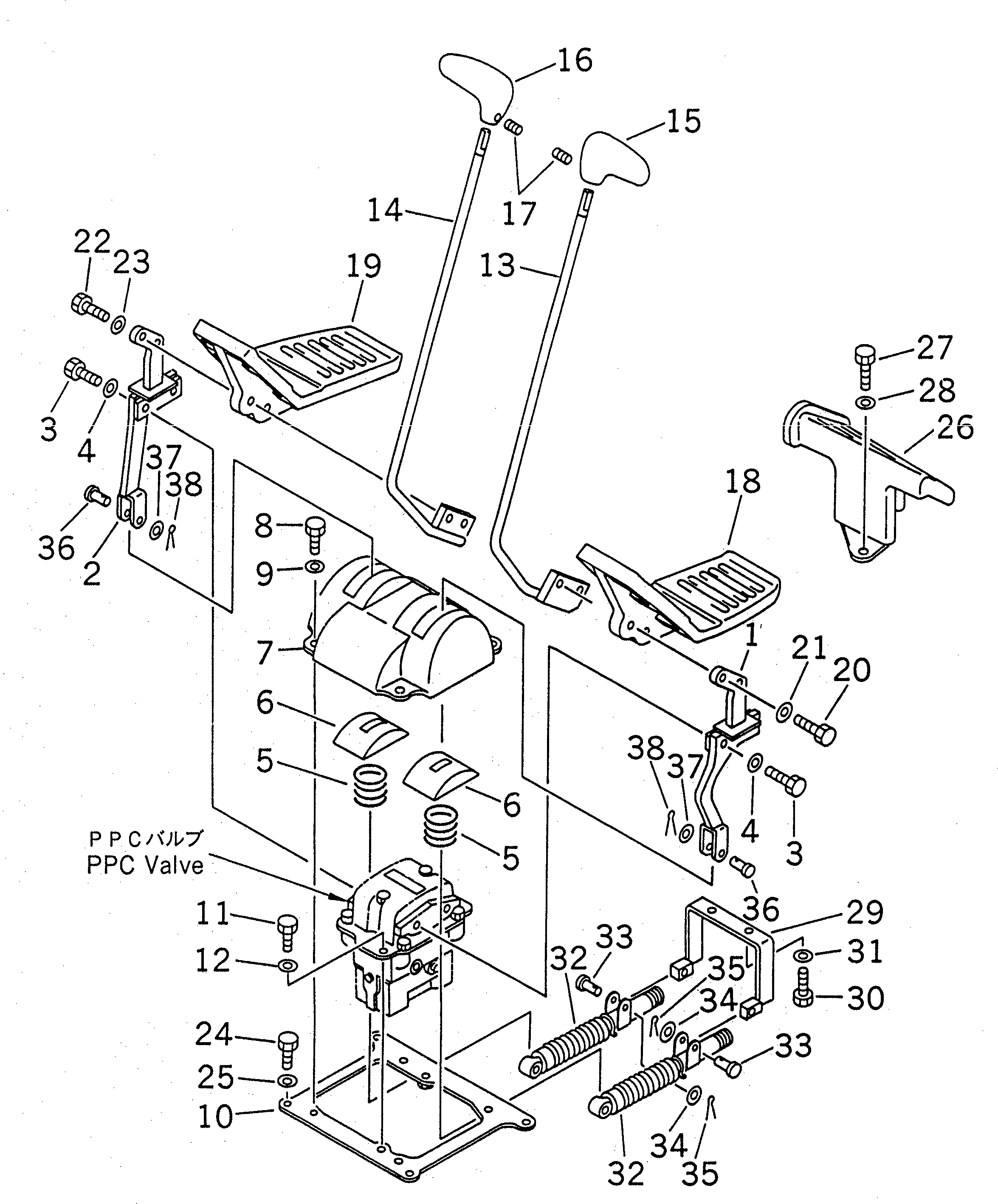 Excavators Komatsu / PC220-6 S/N 50001-UP(pc220-6c) / TRAVEL LEVER (FOR ADDITIONAL PIPING) (1 ACTUATOR)(#50001-50309)(211970 : K1410-01A2)