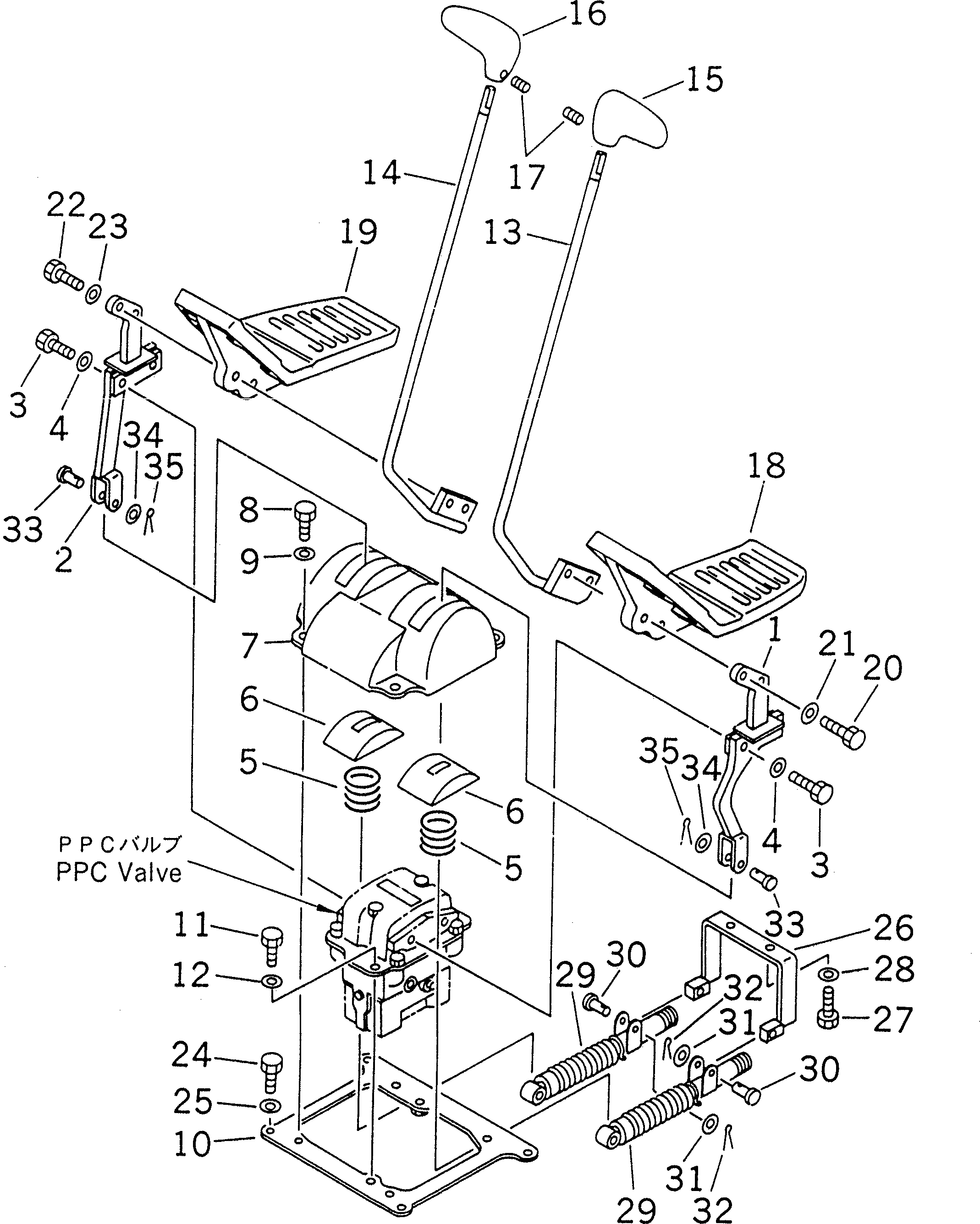 Excavators Komatsu / PC220-6 S/N 50001-UP(pc220-6c) / TRAVEL LEVER (FOR ADDITIONAL PIPING) (2 ACTUATOR)(#50001-50309)(212000 : K1410-01A4)