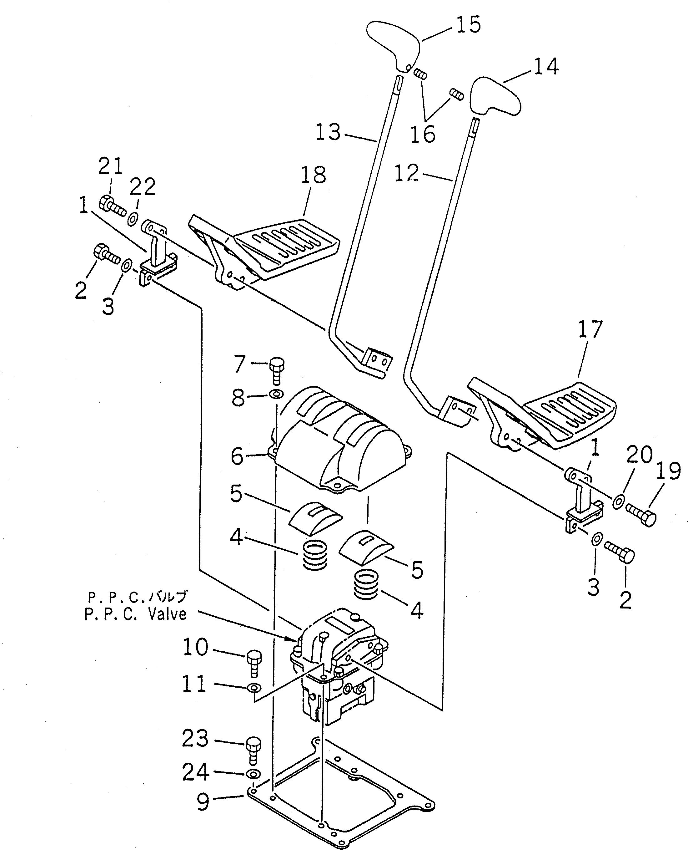 Excavators Komatsu / PC220-6 S/N 50001-UP(pc220-6c) / TRAVEL LEVER (FOR ADDITIONAL PIPING) (2 ACTUATOR)(#52741-52851)(212020 : K1410-01A4B)