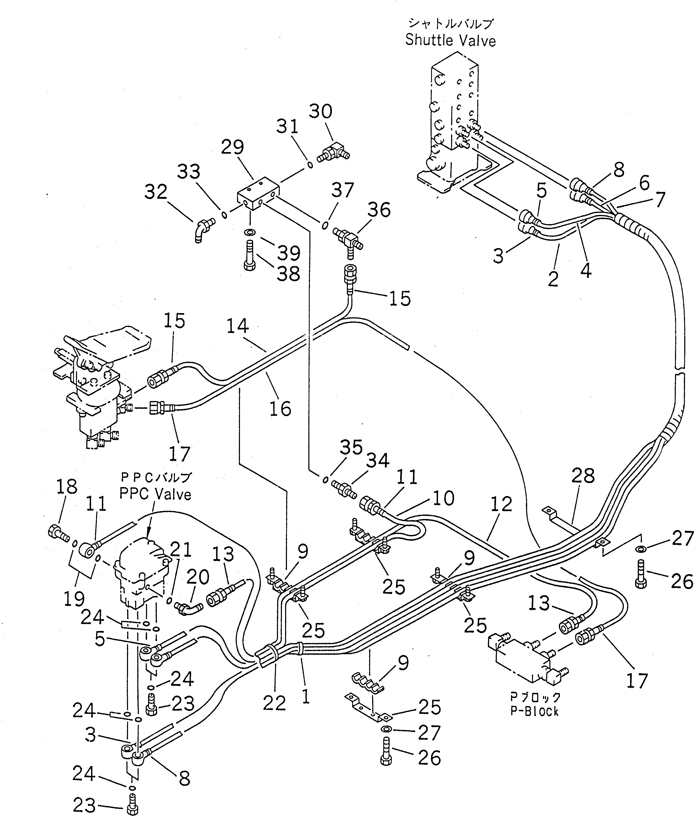 Excavators Komatsu / PC220-6 S/N 50001-UP(pc220-6c) / PPC TRAVEL LINES (FOR ADDITIONAL PIPING) (1 ACTUATOR)(#52741-52851)(212080 : K1420-01A2B)