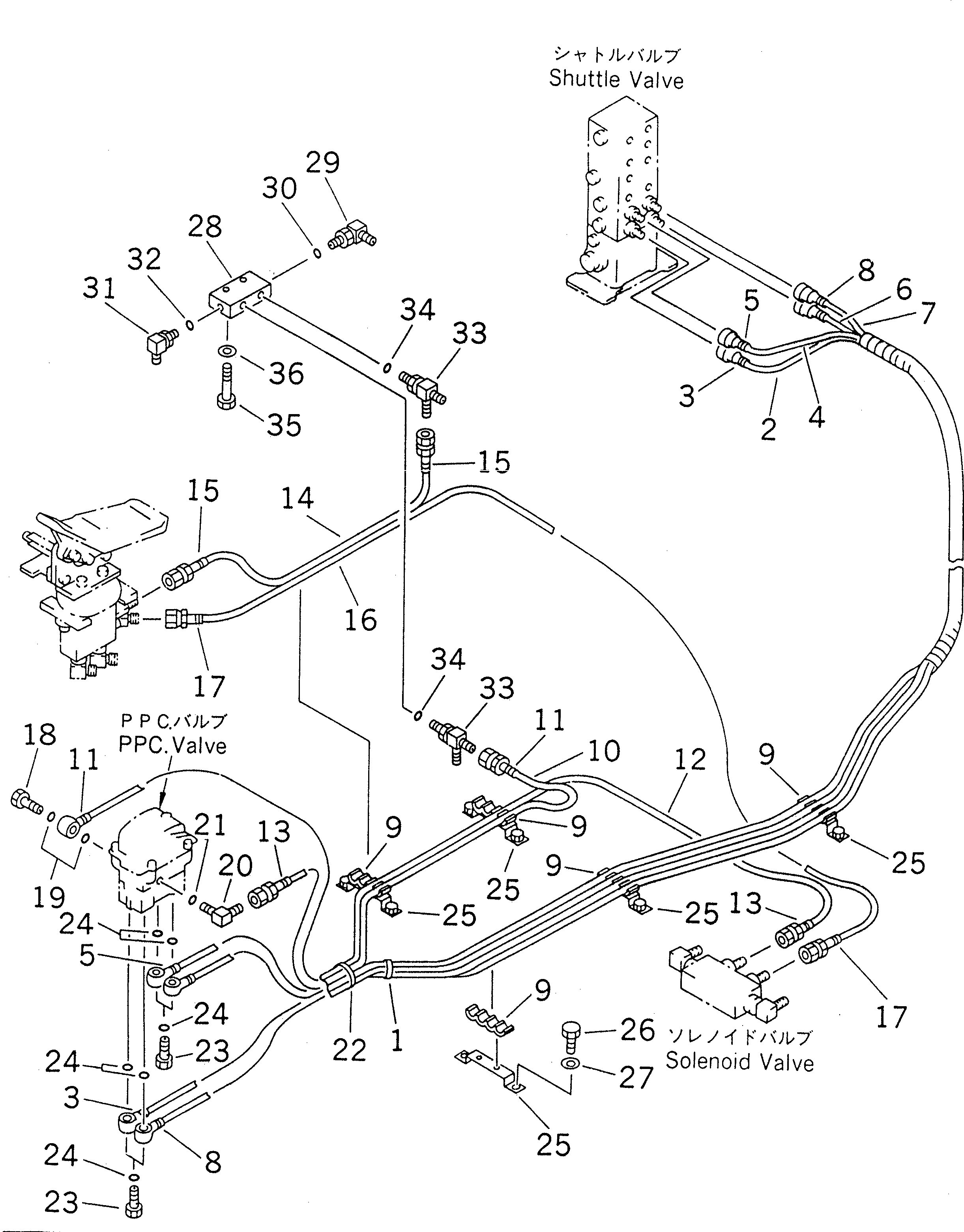 Excavators Komatsu / PC220-6 S/N 50001-UP(pc220-6c) / PPC TRAVEL LINES (FOR ADDITIONAL PIPING) (2 ACTUATOR)(#50001-50699)(212110 : K1420-01A5)